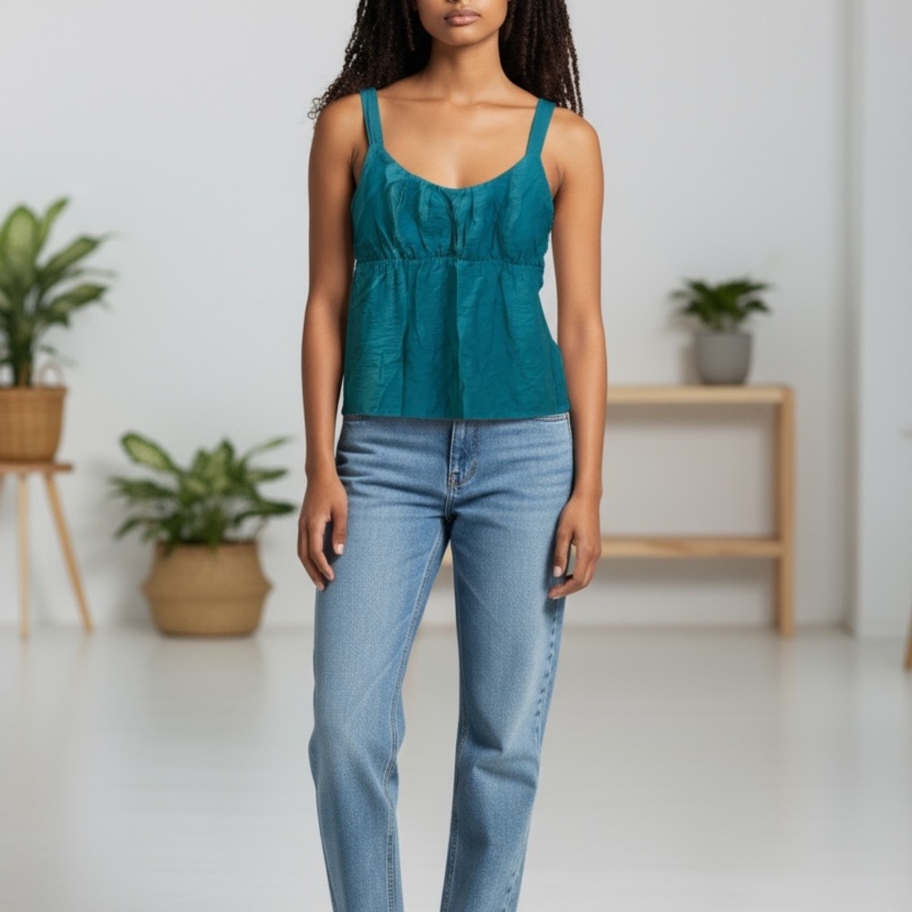 New York & Company Teal Sleeveless Top Women’s XS Rayon Blend